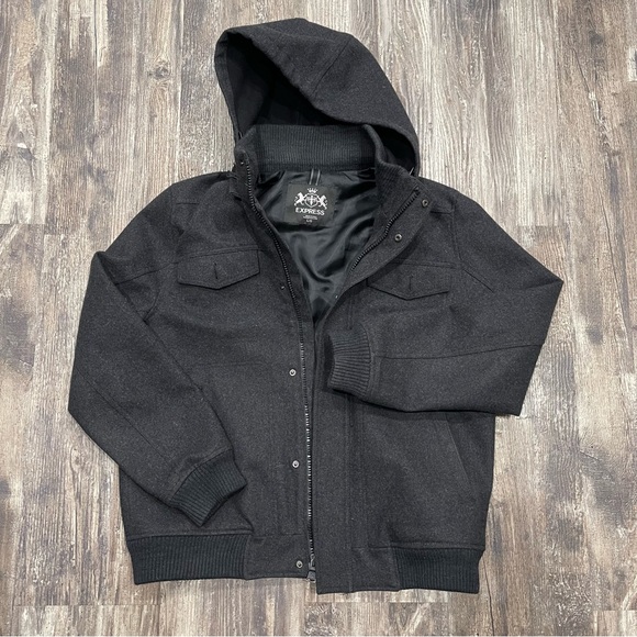Express Other - Express men’s military wool jacket with hood size Large